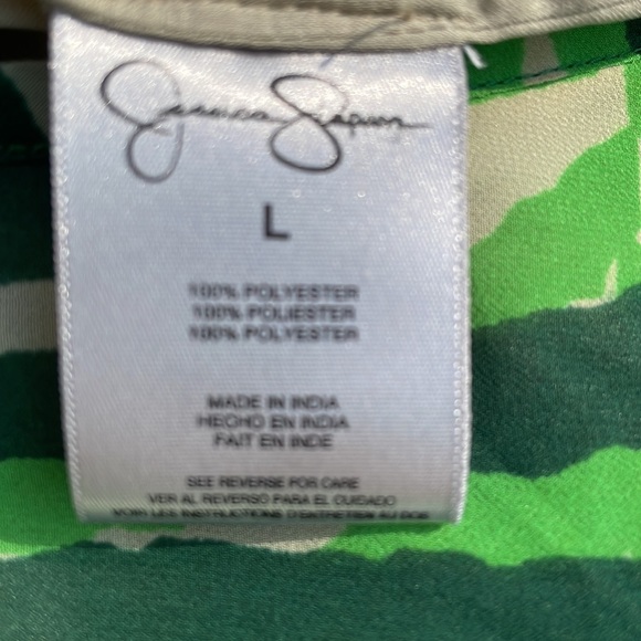 Jessica Simpson Tropical Flowing Top Green/Cream size LG - Picture 6 of 11